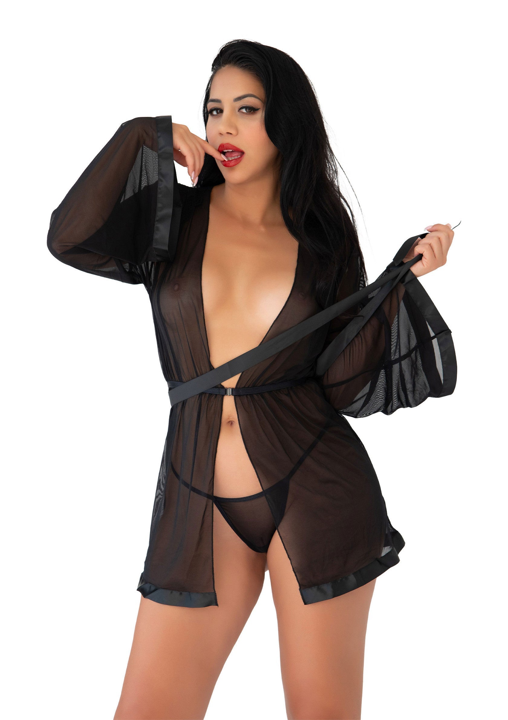 75109 daring intimates sheer kimono and string