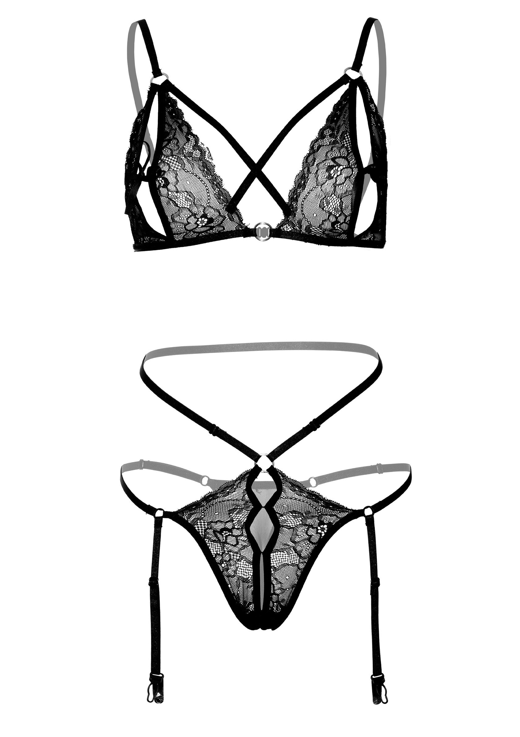 75111 daring intimates 2pc peek a boo bra and panty