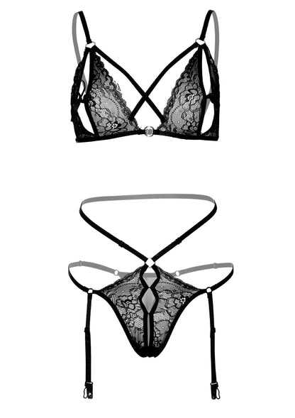 75111 daring intimates 2pc peek a boo bra and panty