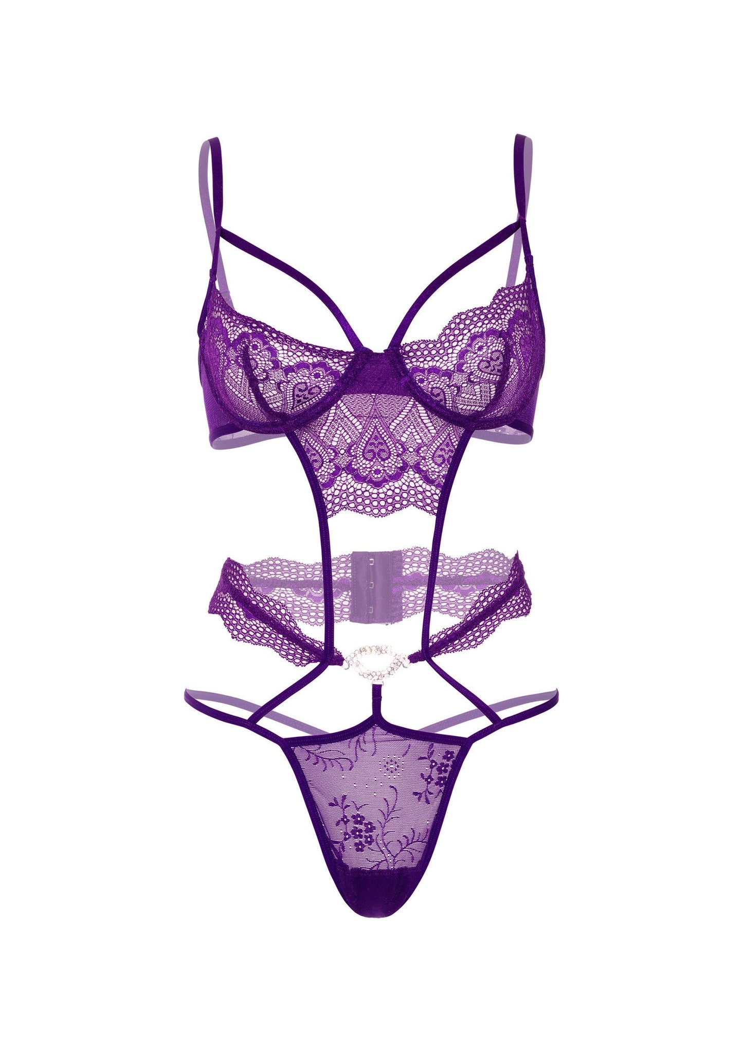 75116 daring intimates heart lace teddy with jewel