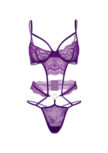 75116 daring intimates heart lace teddy with jewel