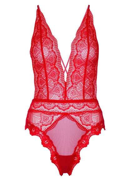 75122 daring intimates deep v lace teddy