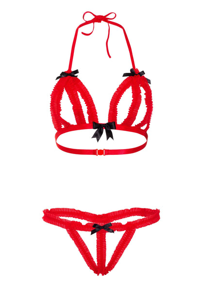 75123 daring intimates peek a boo ruffle bra panty