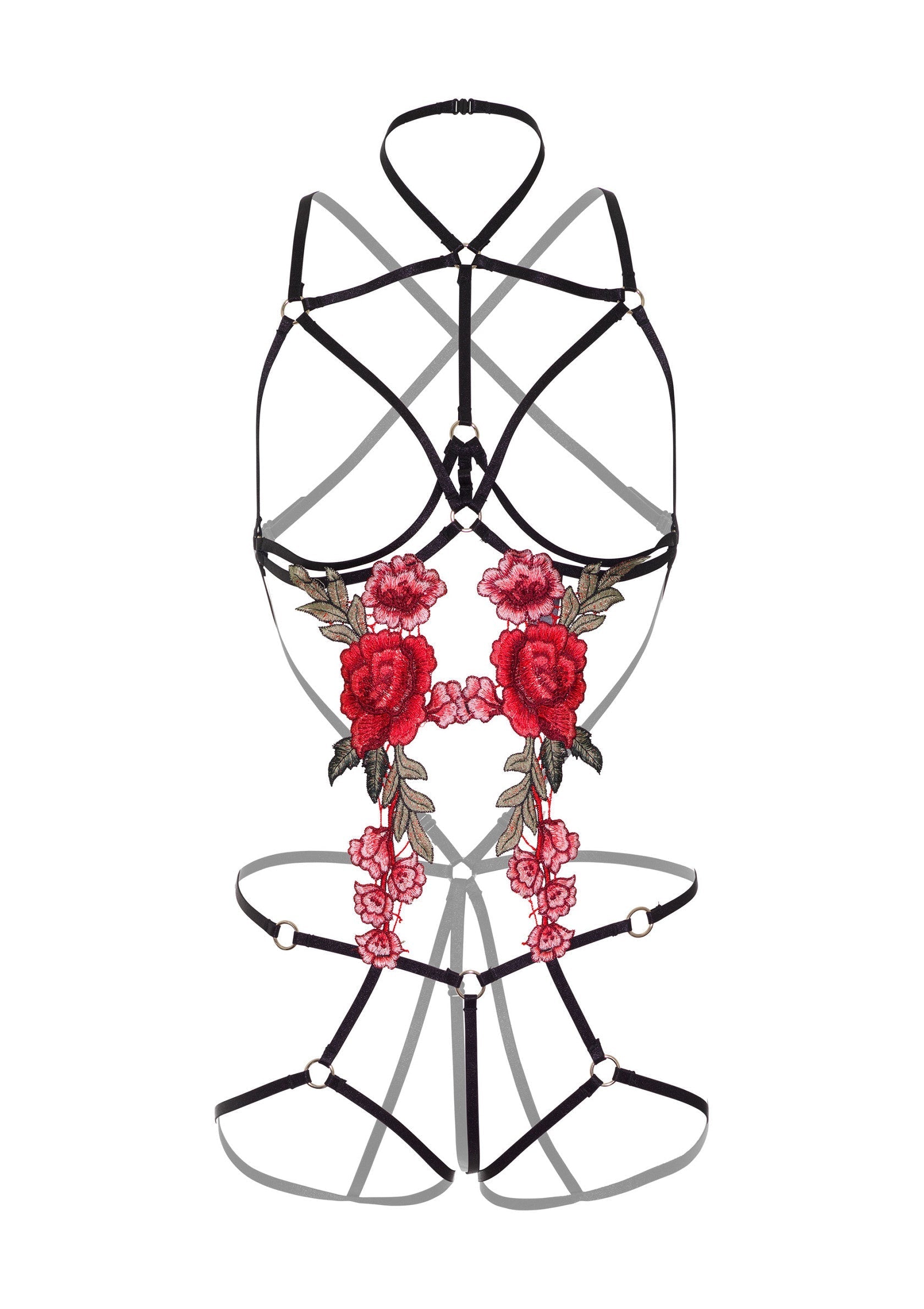 75141 daring intimates roses strappy teddy w pasties