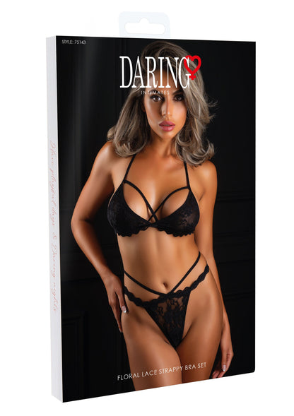 75143 daring intimates floral lace strappy bra set