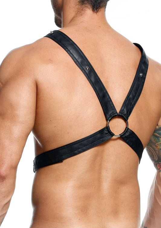 81298 mob eroticwear dngeon cross chain harness