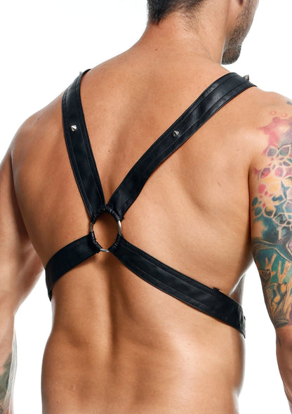 81298 mob eroticwear dngeon cross chain harness