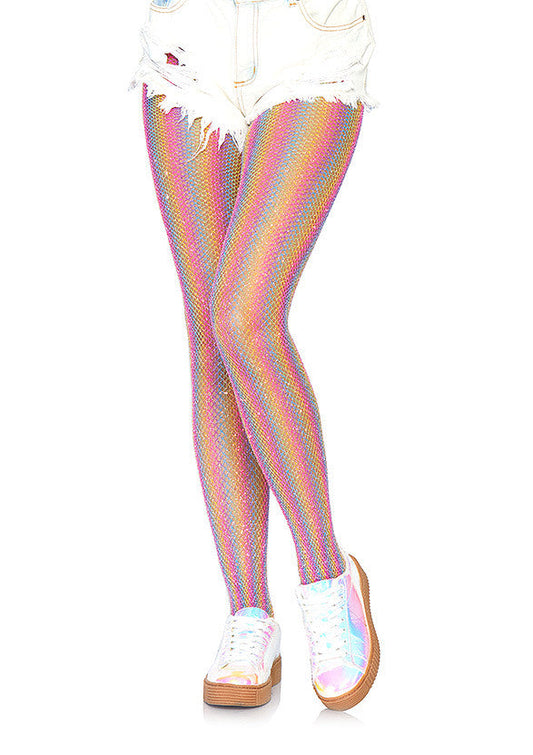 84979 leg avenue lurex rainbow fishnet pantyhose