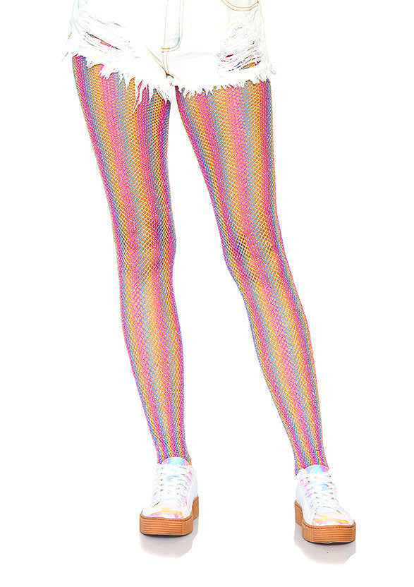 84979 leg avenue lurex rainbow fishnet pantyhose