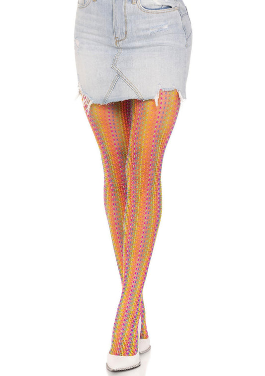 85036 leg avenue rainbow crochet net pantyhose