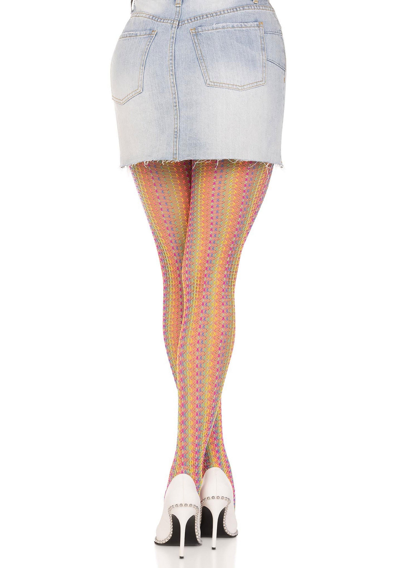 85036 leg avenue rainbow crochet net pantyhose