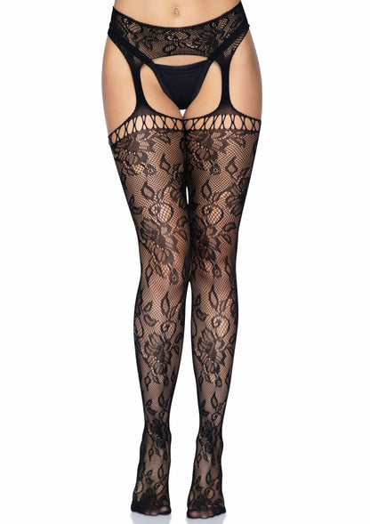 85131 leg avenue lace stockings with attached garter belt