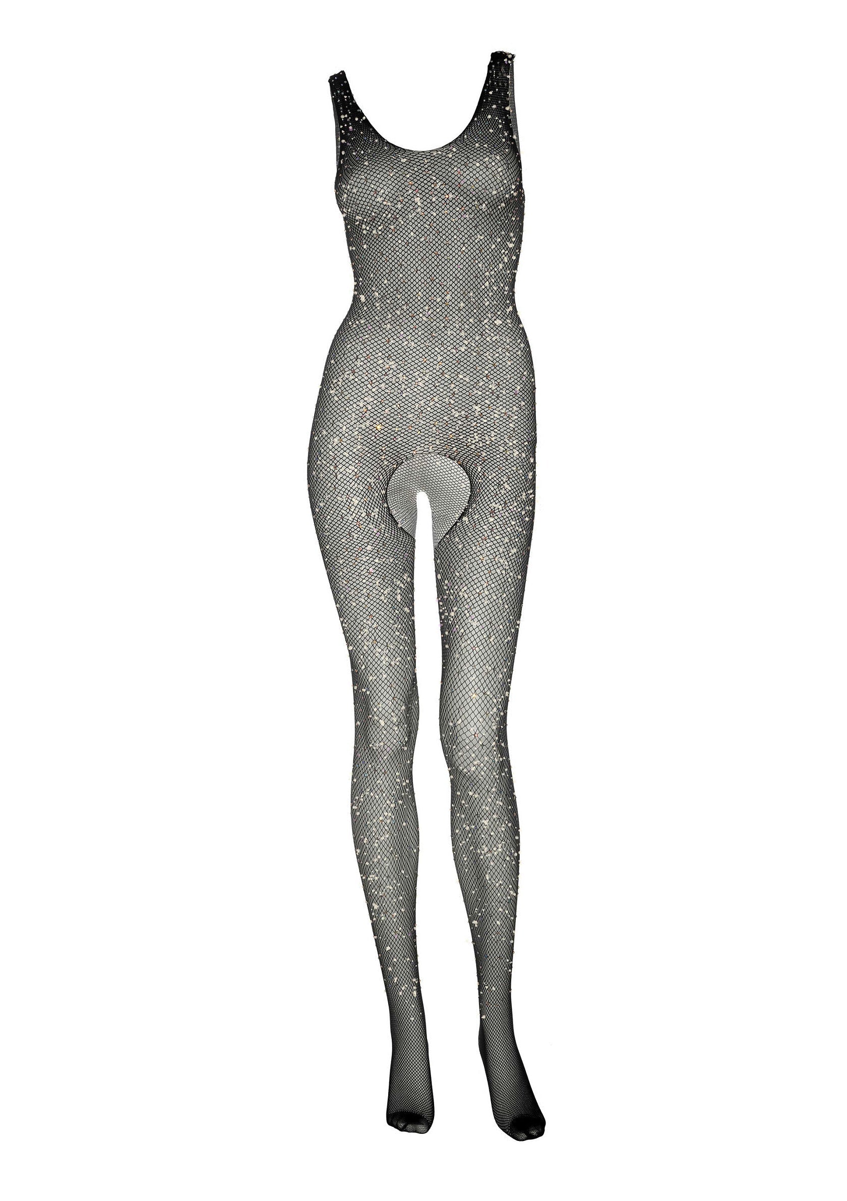 85243 leg avenue very sexy lingerie crystalized fishnet tank bodystocking
