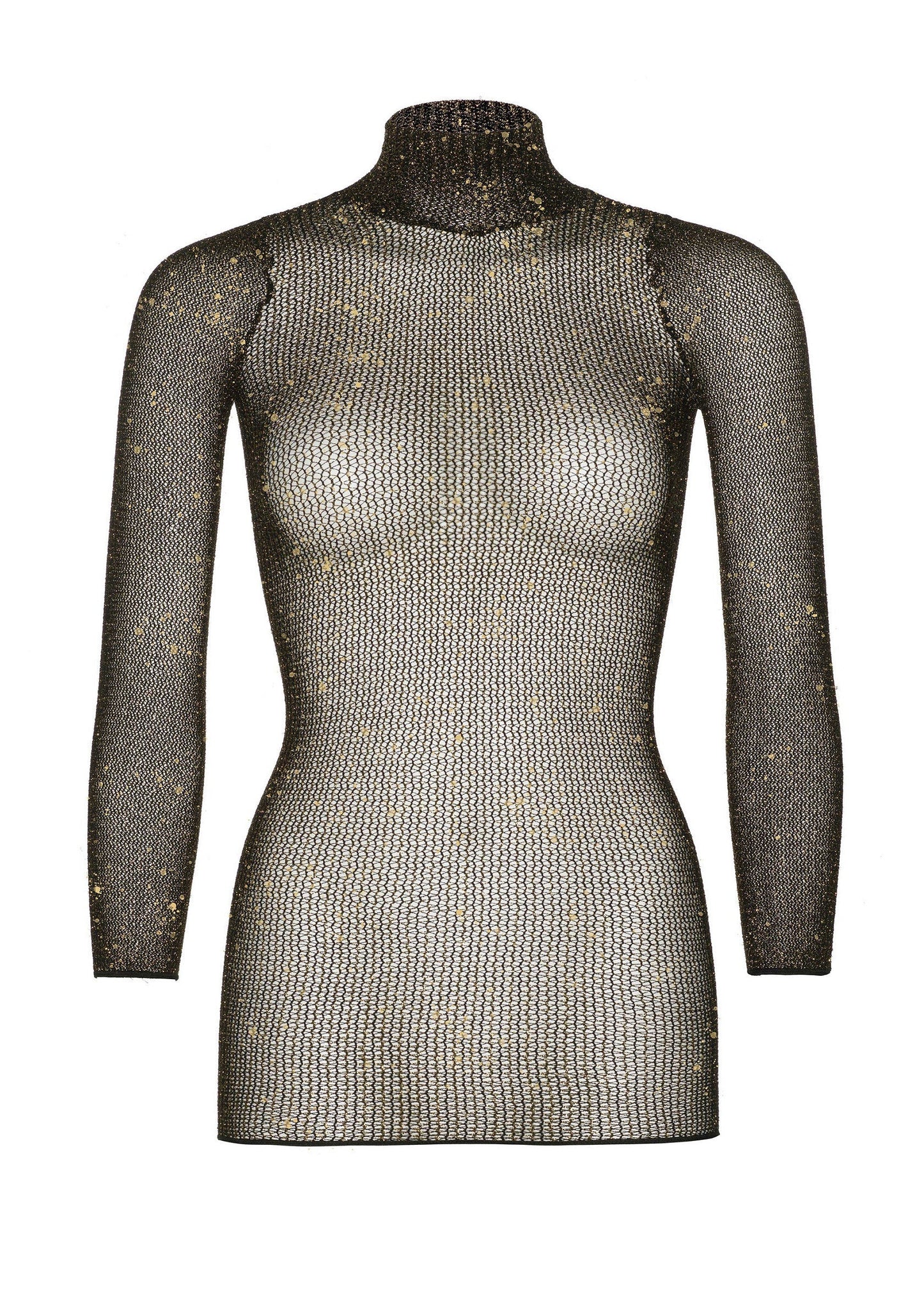 85252 leg avenue very sexy lingerie lurex sleeved fishnet dress