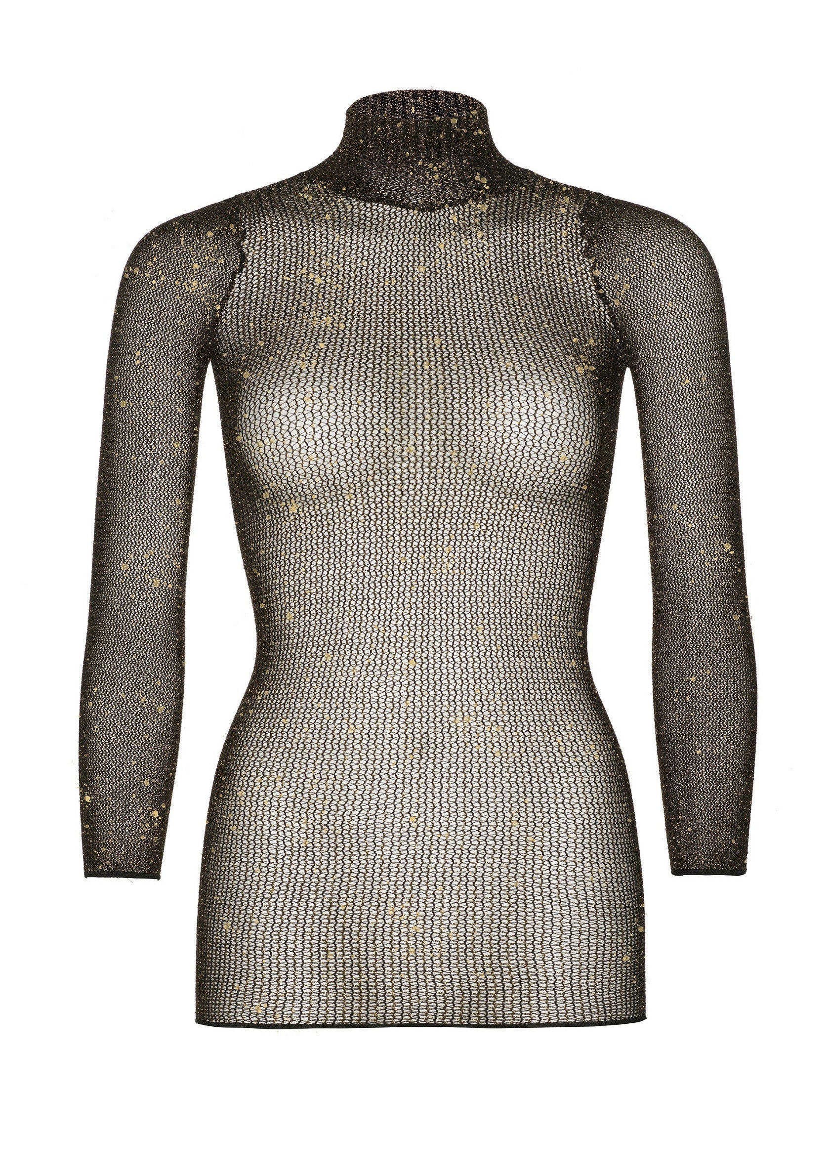 85252 leg avenue very sexy lingerie lurex sleeved fishnet dress