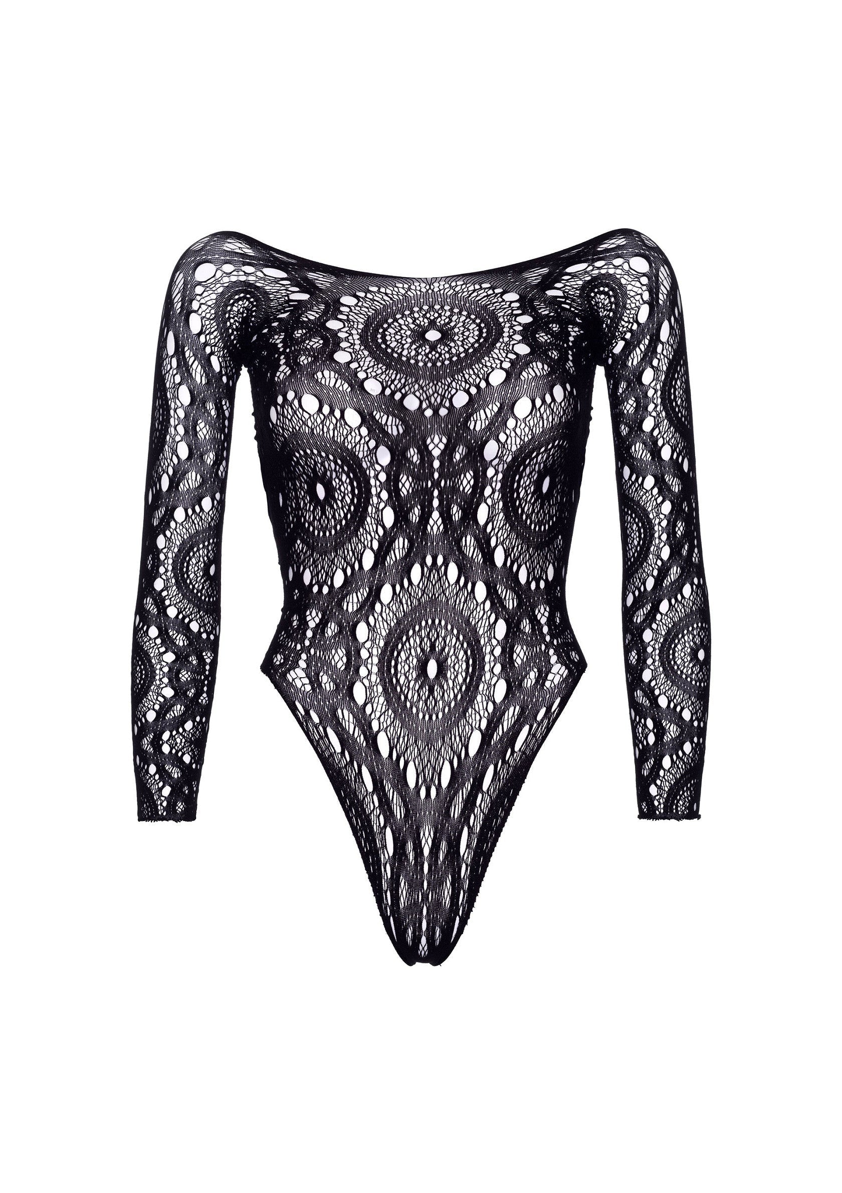 85276 leg avenue very sexy lingerie long sleeved snap crotch thong back teddy