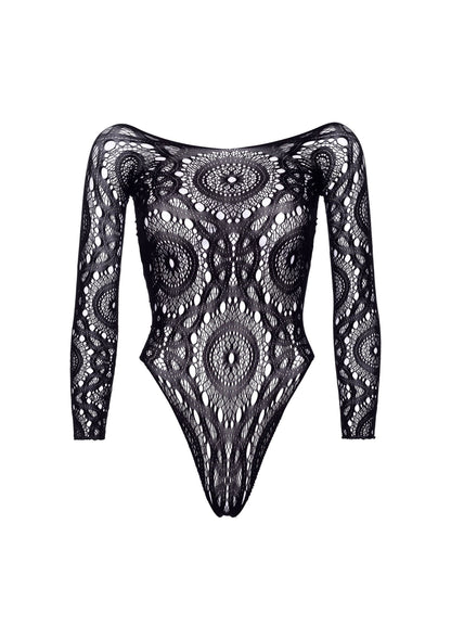 85276 leg avenue very sexy lingerie long sleeved snap crotch thong back teddy
