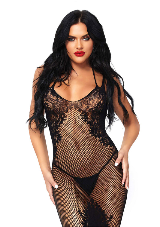 85283 leg avenue very sexy lingerie strap halter dress with faux lace up back
