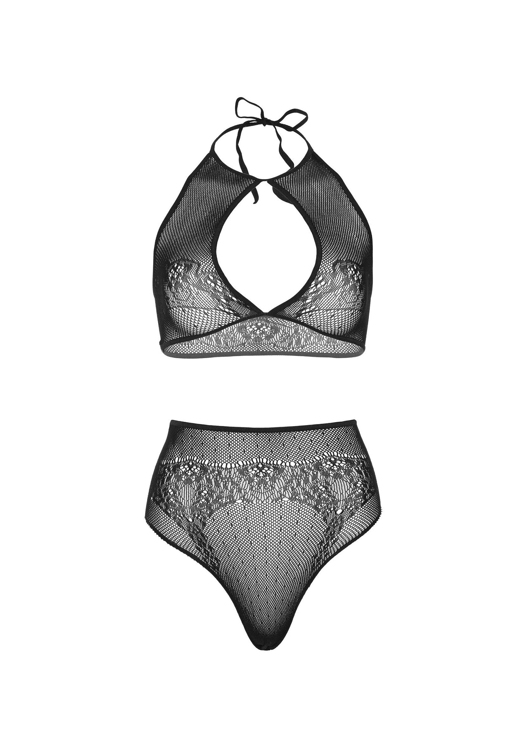 85300 leg avenue very sexy lingerie halter crop top and high waist thong panty