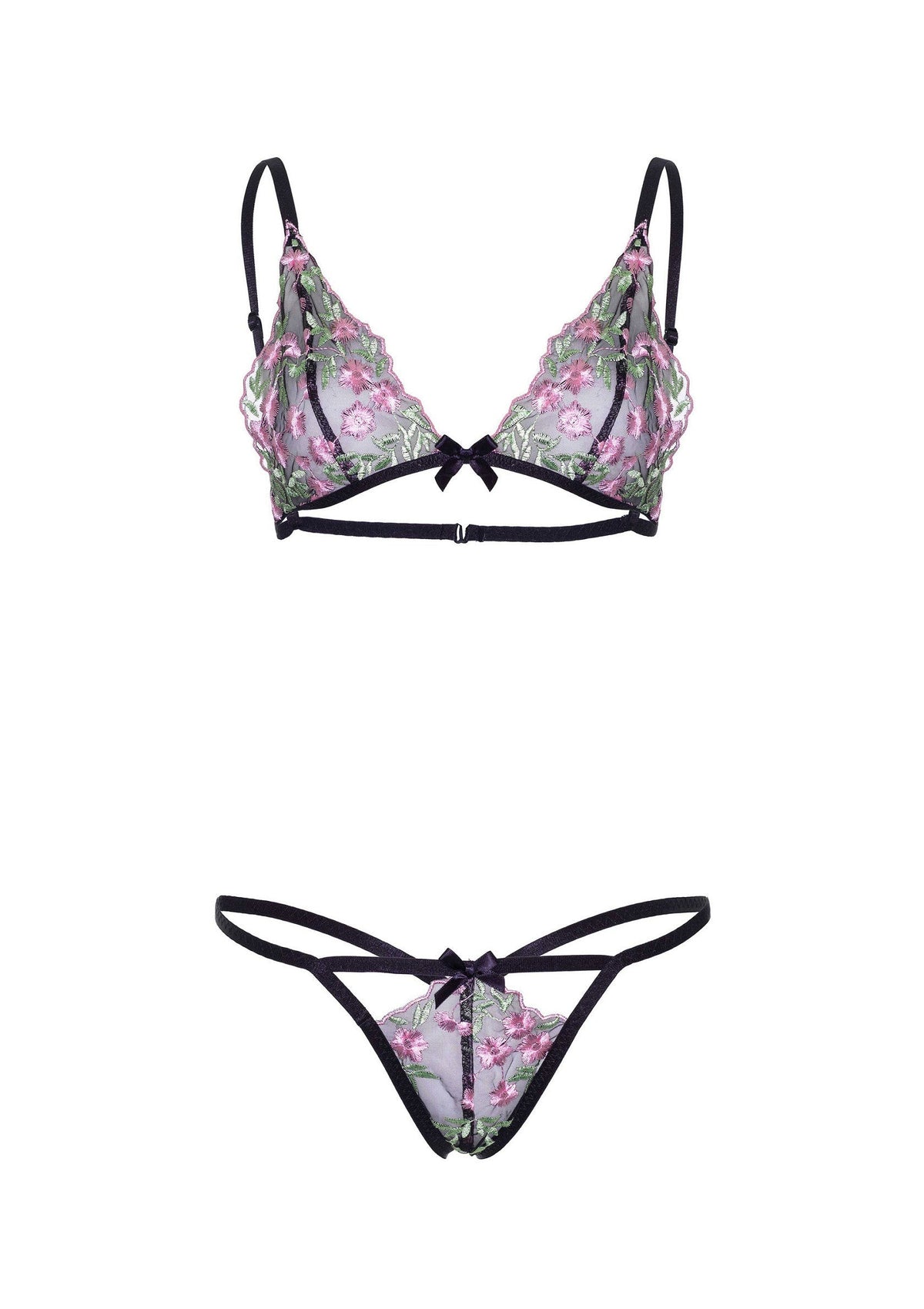 85301 leg avenue very sexy lingerie floral sheer bra and string