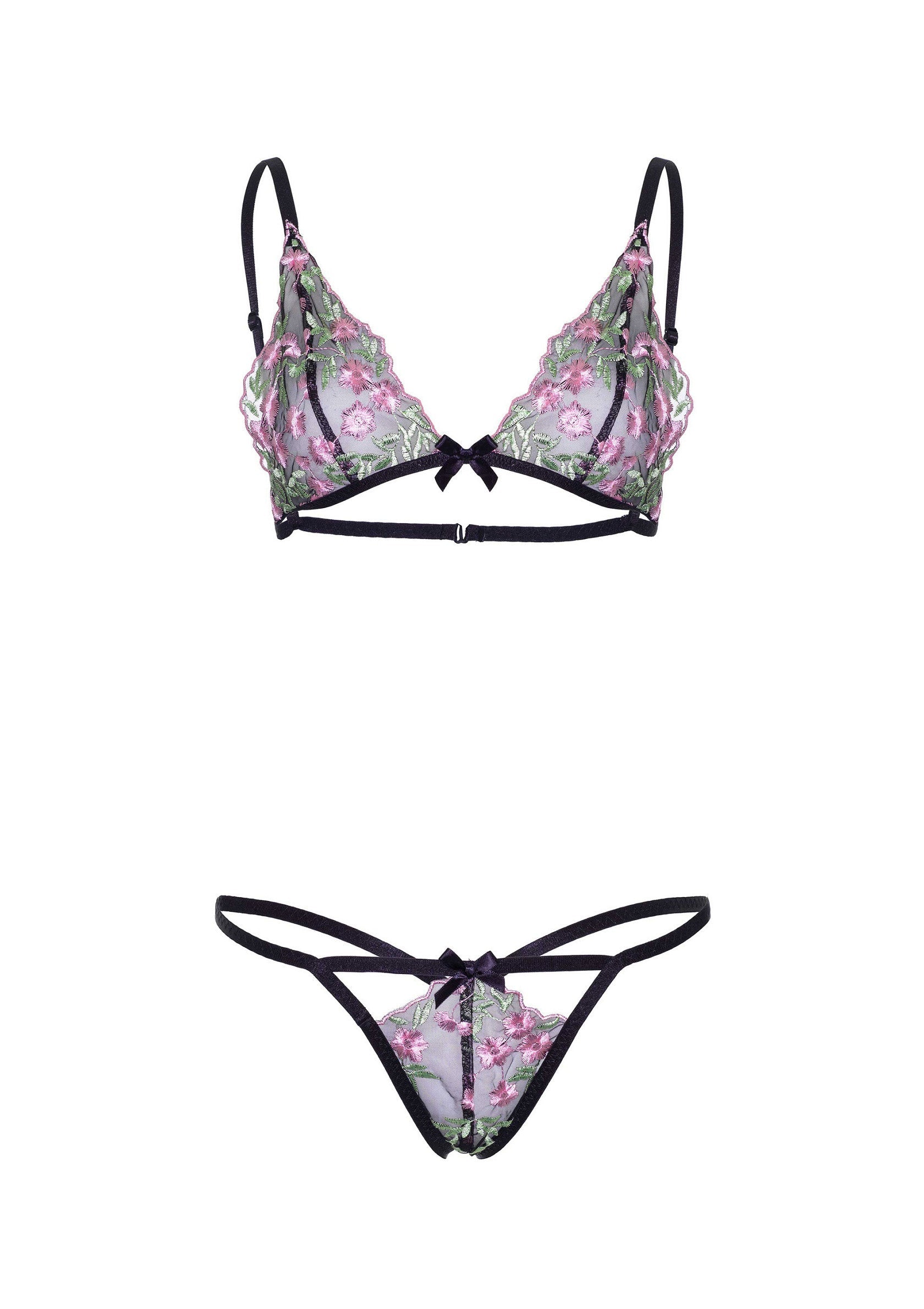 85301 leg avenue very sexy lingerie floral sheer bra and string