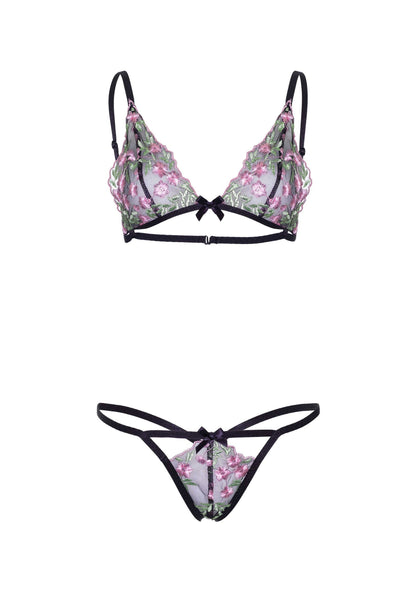 85301 leg avenue very sexy lingerie floral sheer bra and string