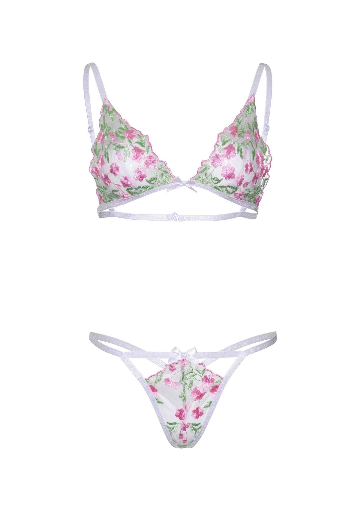 85301 leg avenue very sexy lingerie floral sheer bra and string