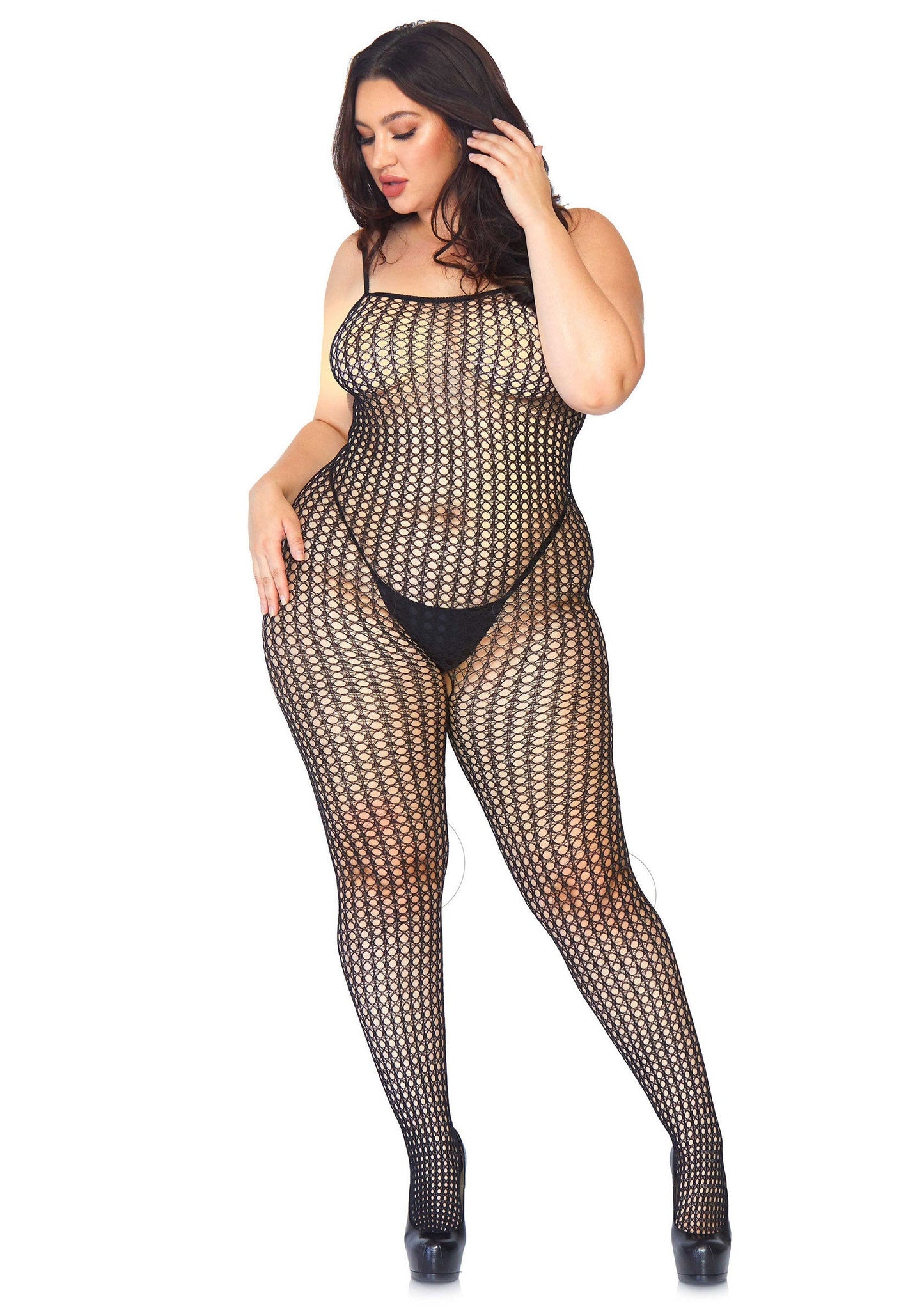 85390 leg avenue very sexy lingerie plus seamless crochet bodystocking