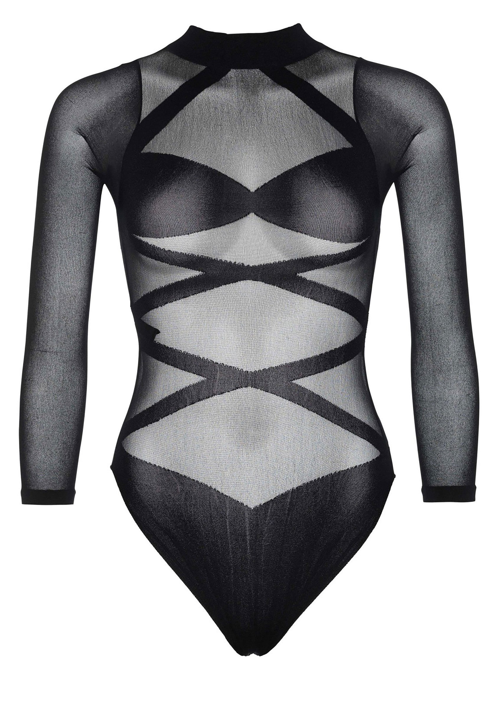 85397 leg avenue very sexy lingerie opaque criss cross bodysuit and thigh highs
