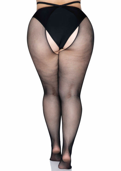 86014 leg avenue plus micronet strappy crotchless pantyhose