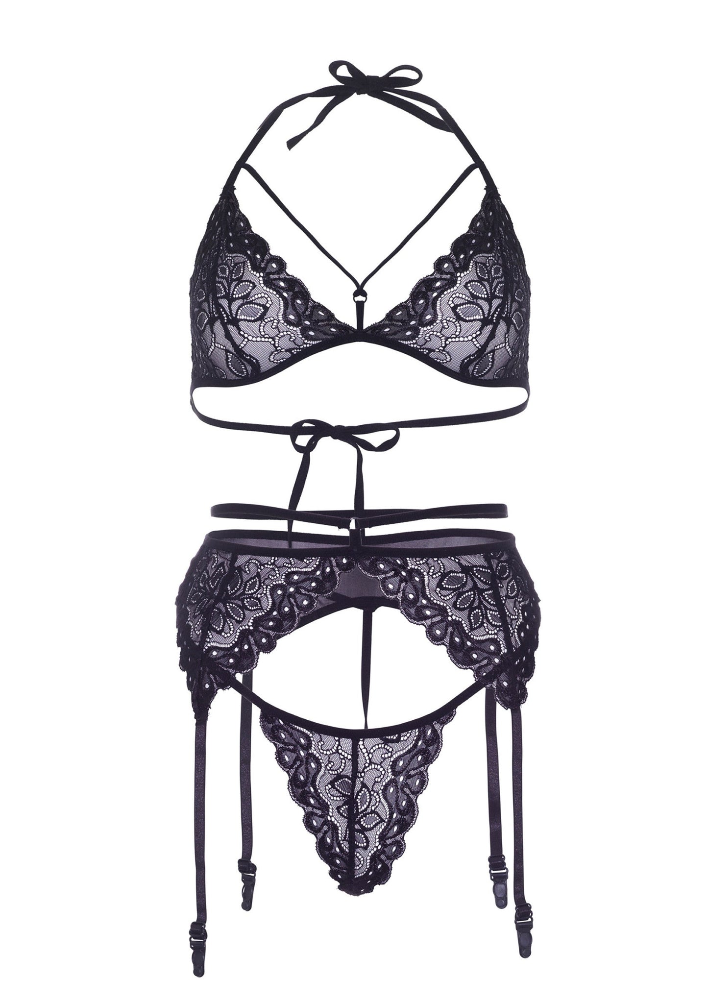 86512 leg avenue very sexy lingerie cage strap bra string and garter belt