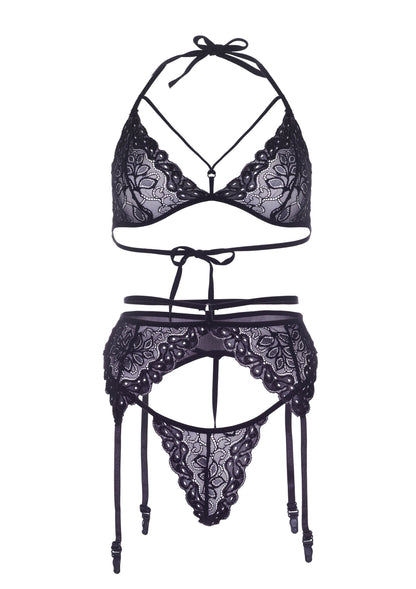 86512 leg avenue very sexy lingerie cage strap bra string and garter belt