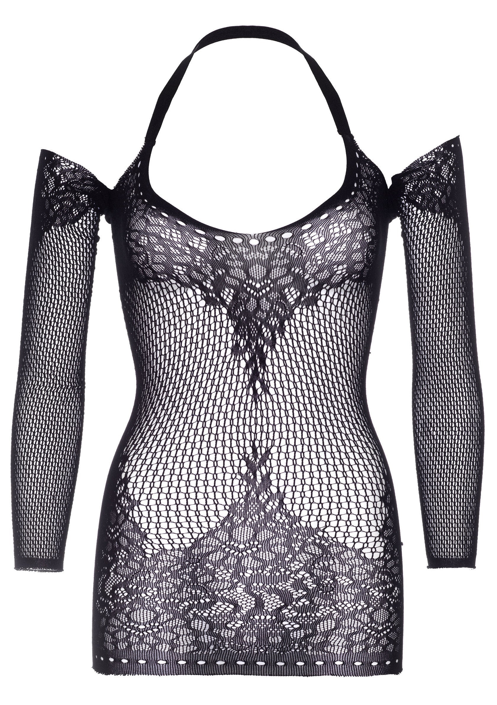 86573 leg avenue long sleeved halter mini dress