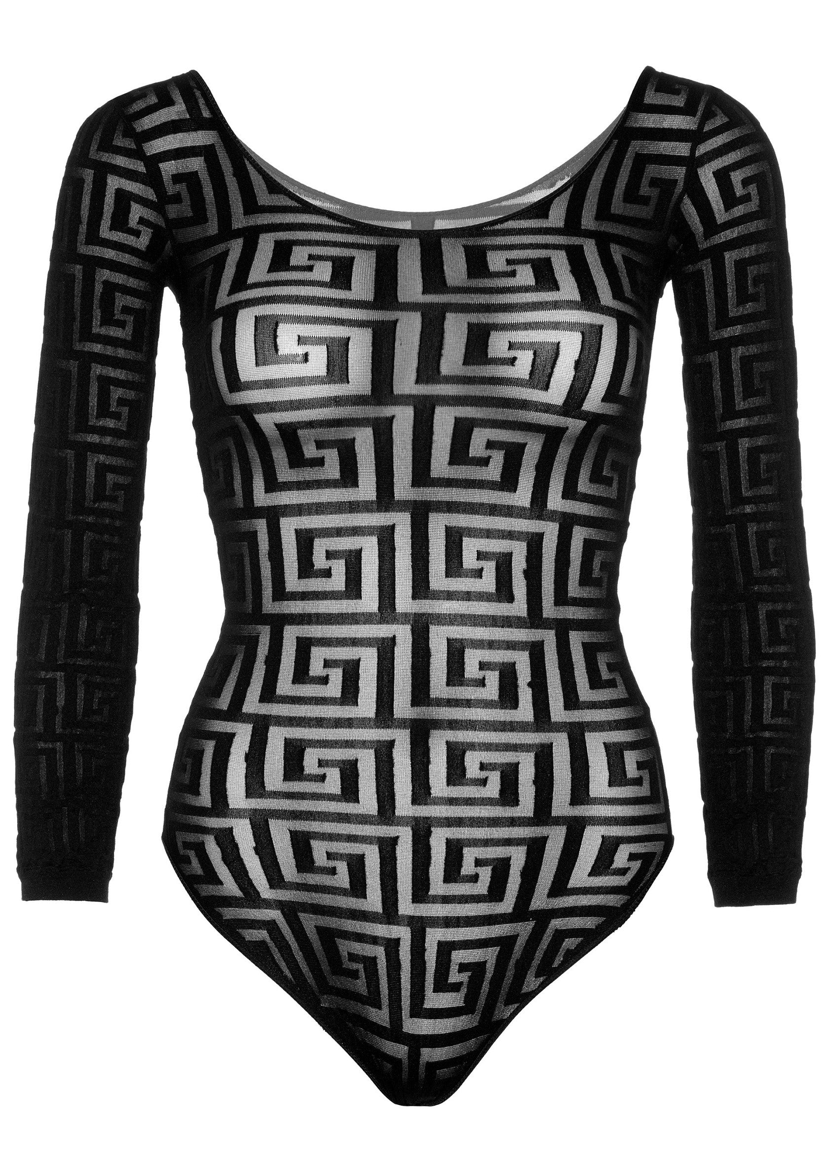 86594 leg avenue mosaic sheer opaque snap crotch bodysuit