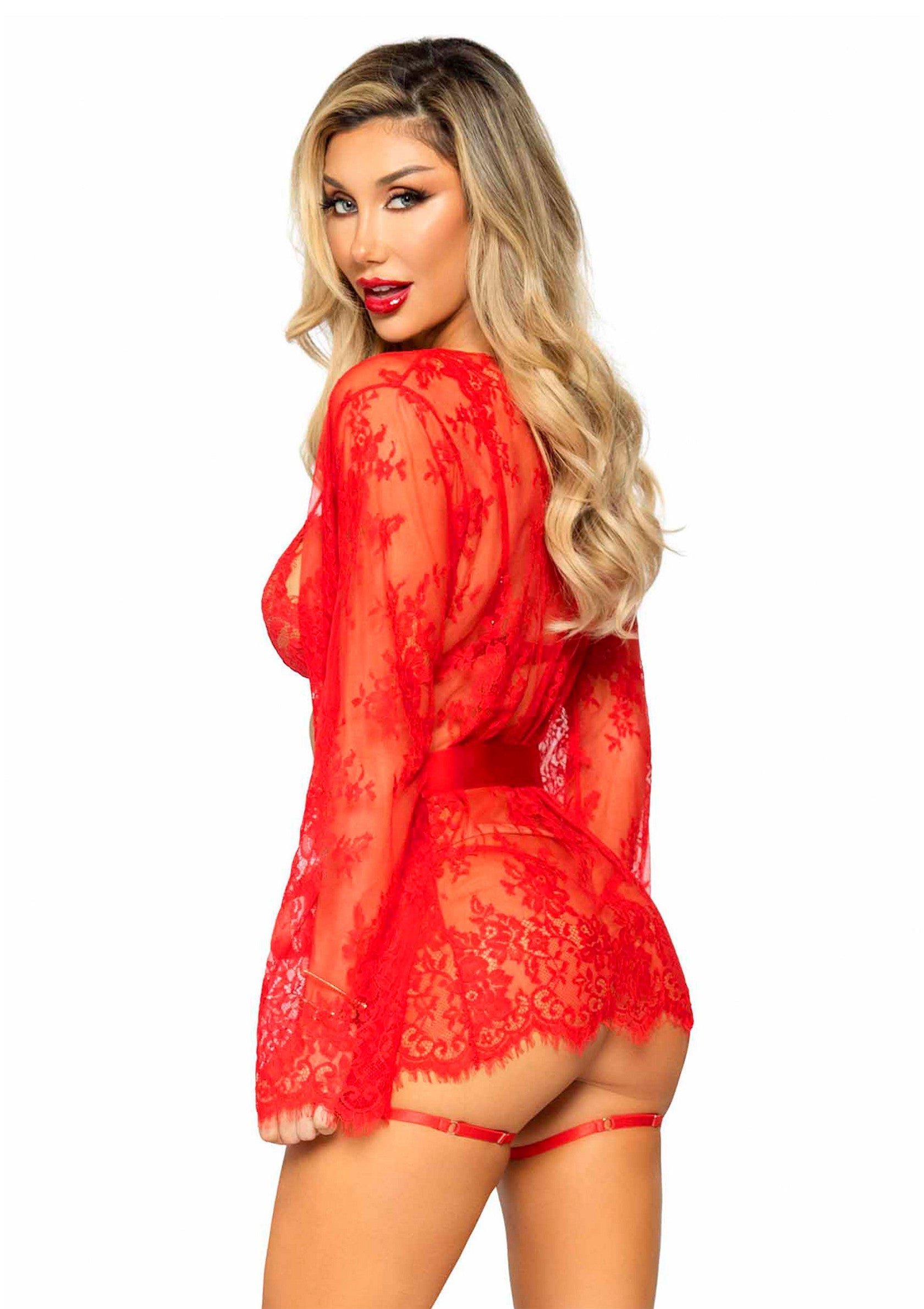 86608 leg avenue very sexy lingerie garter teddy with string back and robe