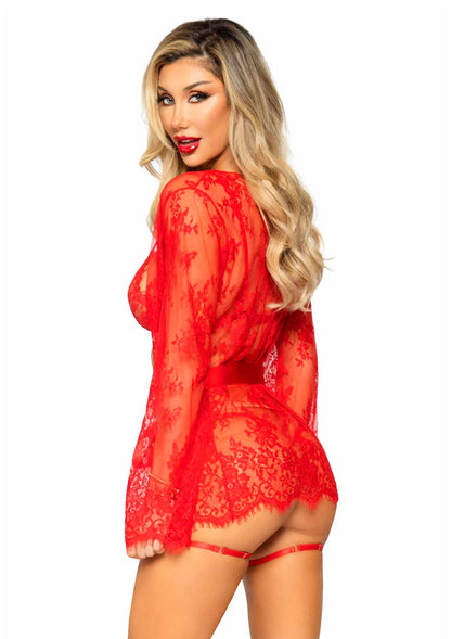 86608 leg avenue very sexy lingerie garter teddy with string back and robe