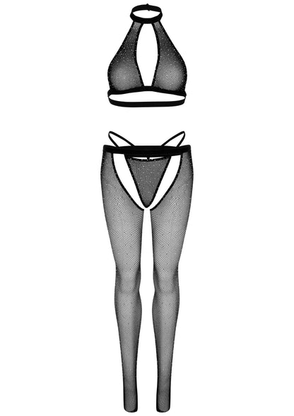86609 leg avenue very sexy lingerie keyhole top string and crotchless tights