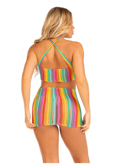 86636 leg avenue very sexy lingerie rainbow stripe cross over mini dress