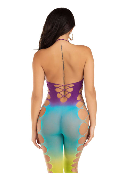 86641 leg avenue very sexy lingerie ombre faux lace up footless bodystocking