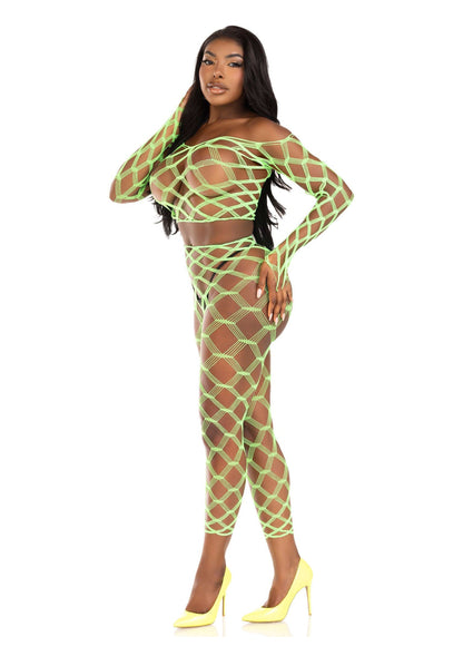 86643 leg avenue very sexy lingerie net crop top and footless tights