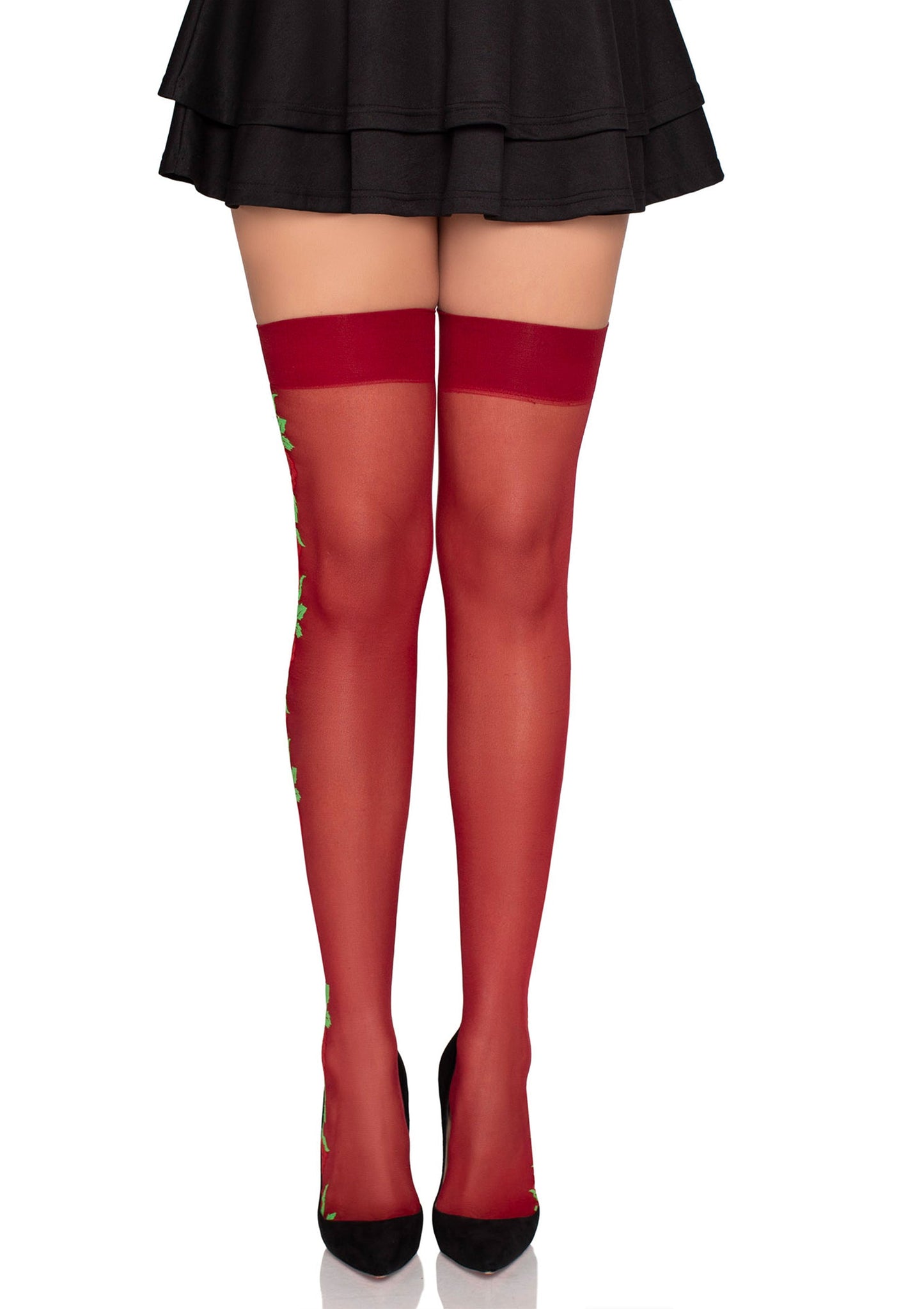 Spandex Thigh Highs with Roses